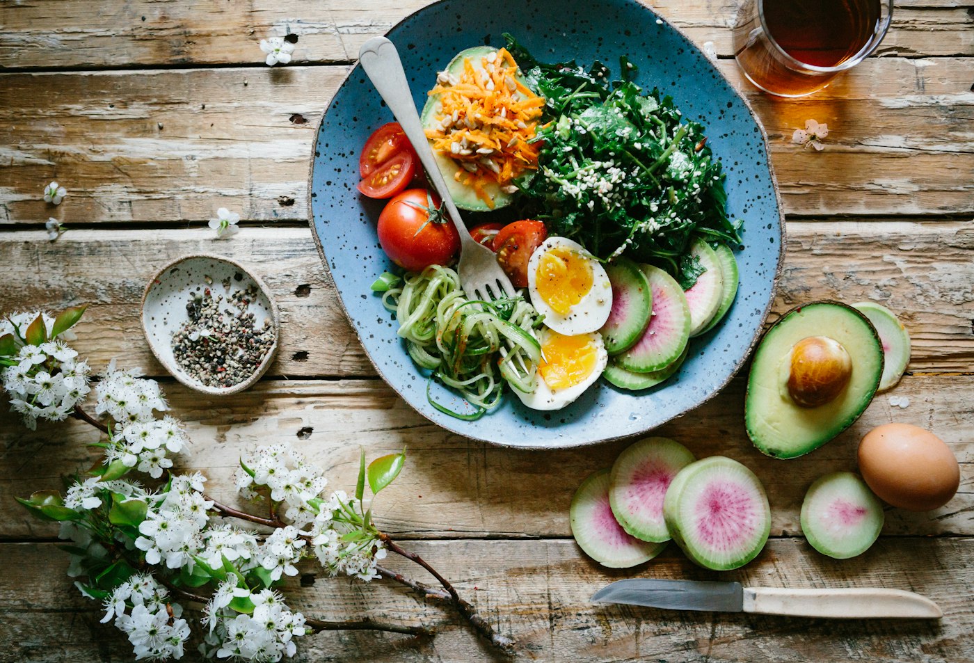 A table of colorful fresh food