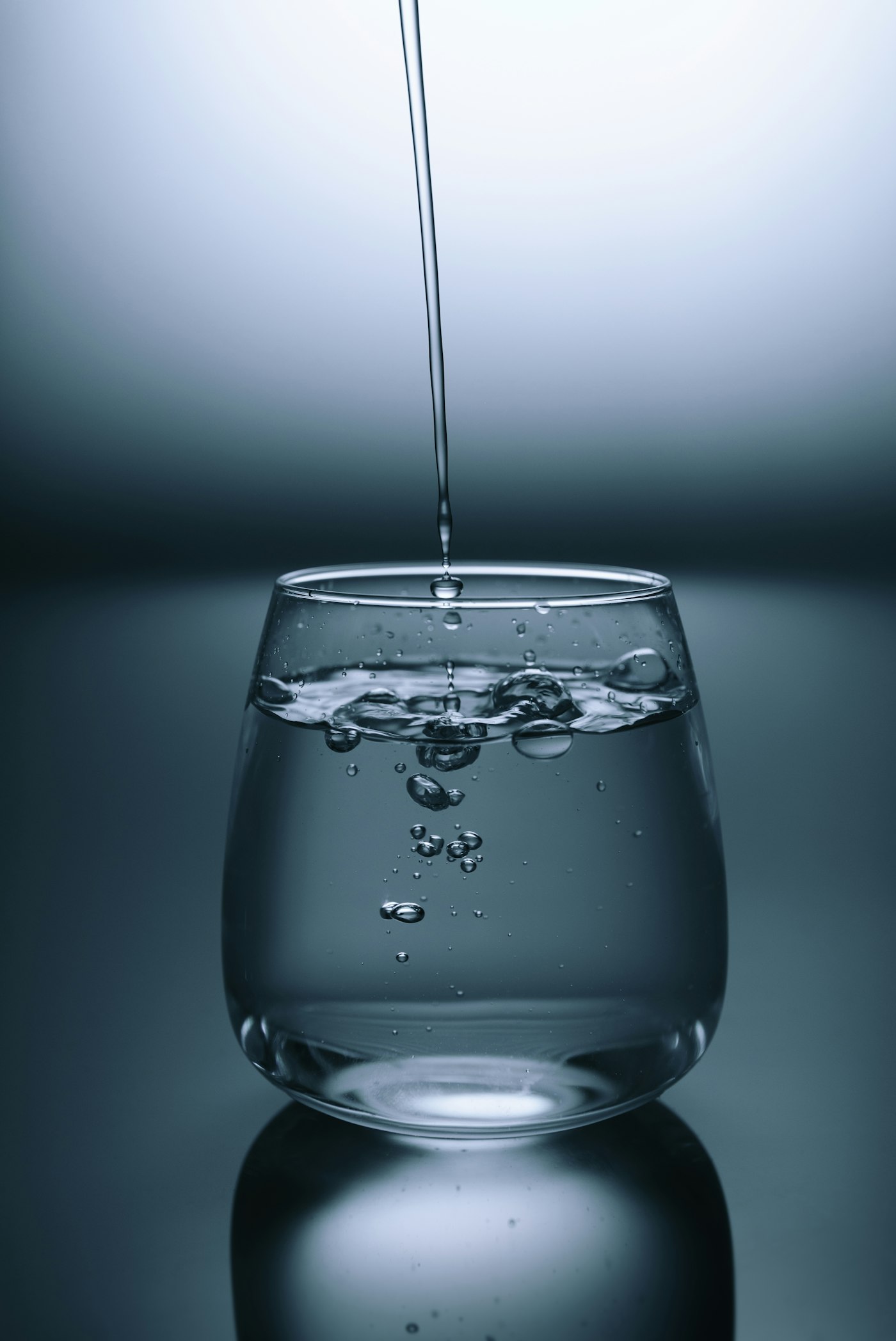 Clear water poured into a glass
